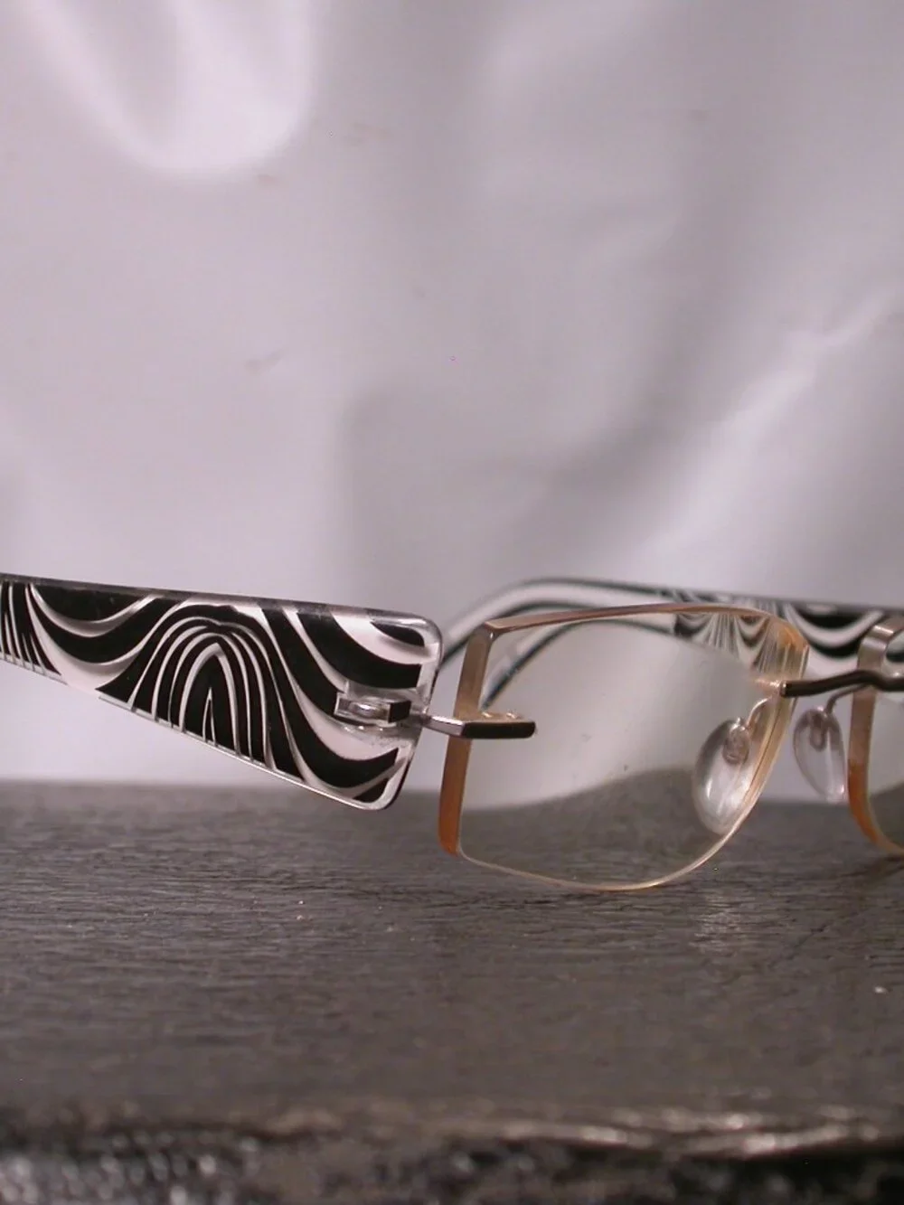 Silhouette Titan Frameless Black White Zebra Stripe Eyeglasses Made in Austria